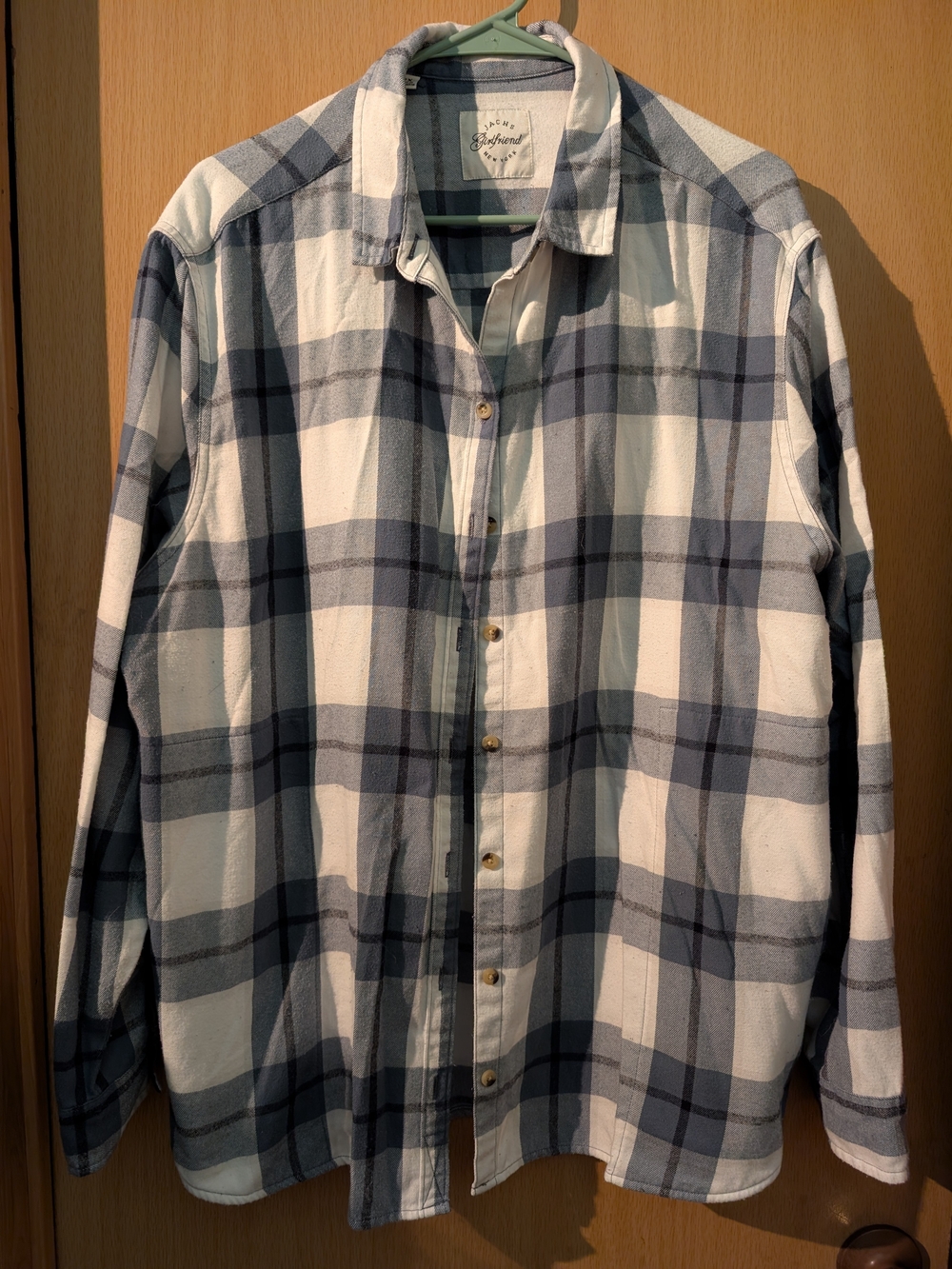Jachs Light Blue and White Plaid Button-Down Shirt